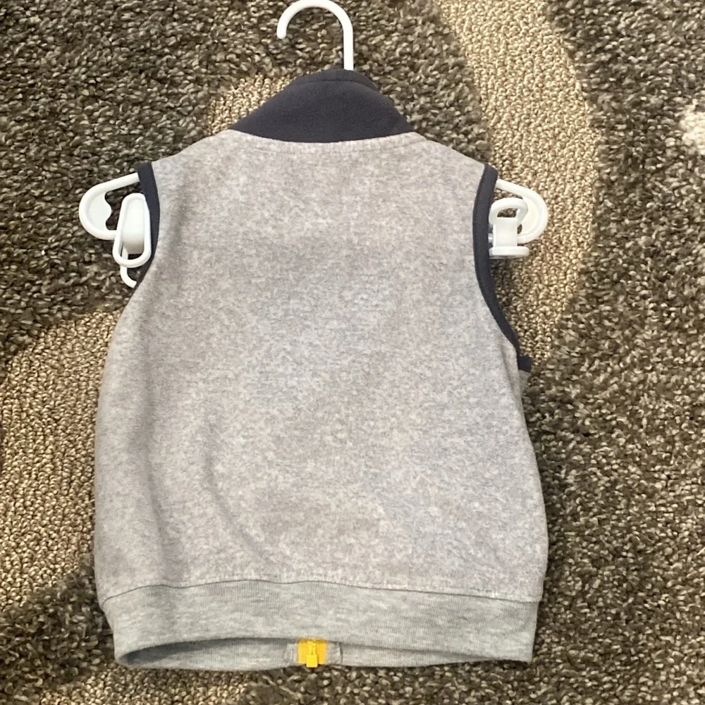 Carters Baby Boy Block Fleece Full Zip Utility Vest Gray Navy Yellow Zipper 18M